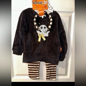 KensieGirl Halloween Bootiful/ghost fleece 3piece set & head band 4t NWT